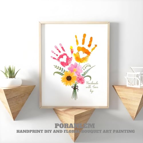 Poranlem Handprint Floral Bouquet DIY Wood Frame Art
