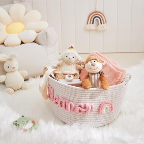 Personalized Baby Name Woven Basket - Custom Gift for Newborn