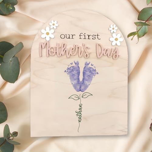 Personalized Mothers Day Footprint Sign - Custom Baby Keepsake 1