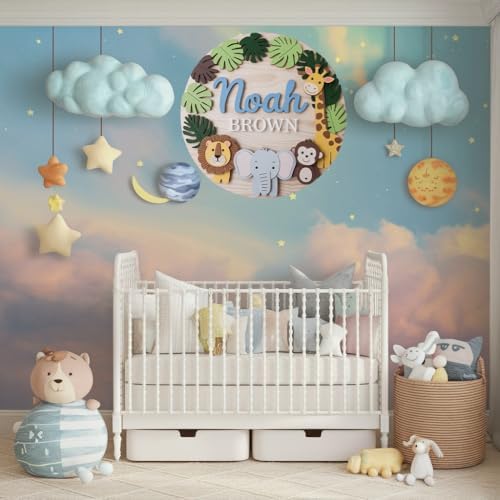 Personalized Baby Name Sign with Woodland Animals