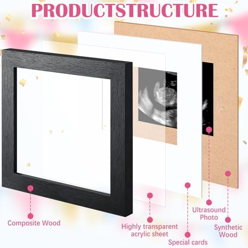 4-Fold Sonogram Picture Frame with Card and Hook Black