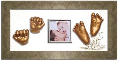 LOVE MOMS PRESENT Baby Hand Footprint Casting Kit with Gold Frame 1