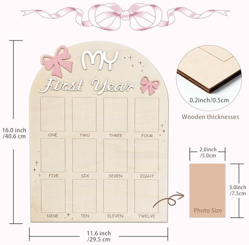 Aukolass Bow First Year Photo Board Pink