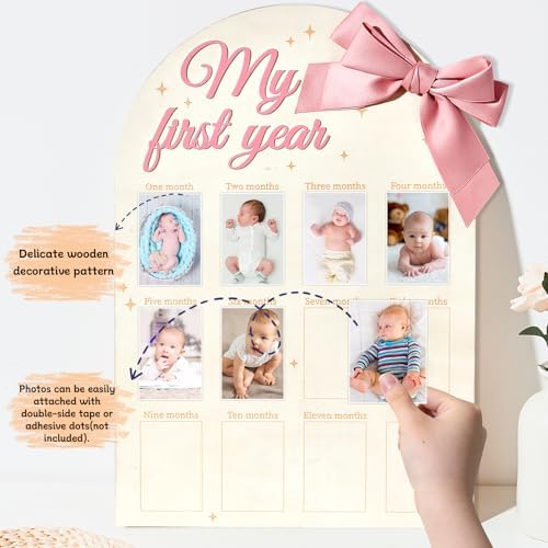 3D Pink Bow Baby Year Milestone Display Board