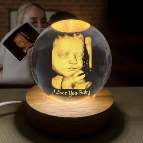 Personalized Crystal Ball Ultrasound Photo Frame with Night Light 1
