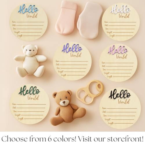 6 Hello World Baby Name Sign - Pink
