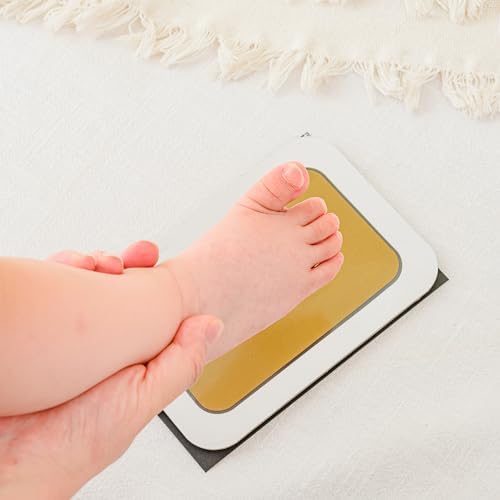 Calculs Baby Keepsake Frame with Ink Pad - Gold Floating Picture Frame for Babys First Year