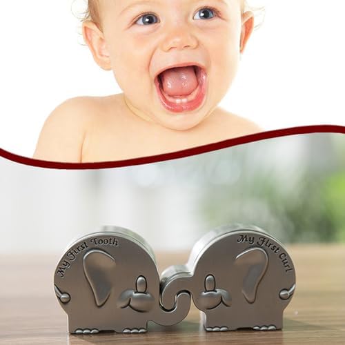 GLOGLOW 2 Pack Elephant Keepsake Boxes for First Tooth Curl Collection