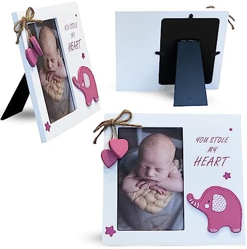 Baby Girl You Stole My Heart Wooden Newborn Picture Frame Pink
