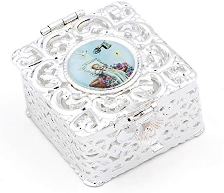 My First Baptism Gift Set for Baby Boy - Silver Rosary Box with Light Blue Pearl Rosary 1