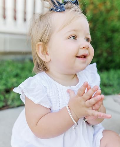 Cherished Moments Childrens Cross Bracelet with Simulated Pearls