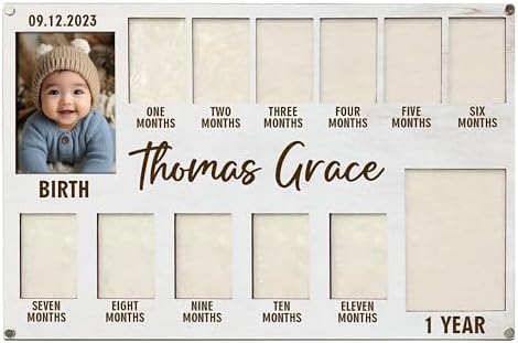 V-DECORPARKS My First Year Photo Frame - Custom Babys Birth Date 12 Month Display