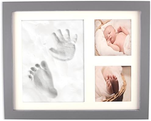 DII Baby Handprint Footprint Frame with Clay and Pictures Gray