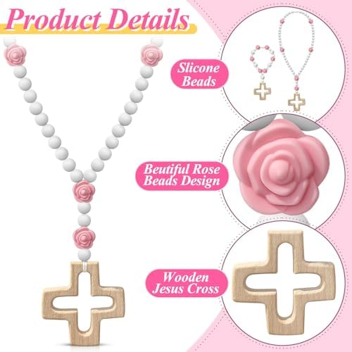 2 Pack Catholic Rosary Beads Set with Silicone Cross