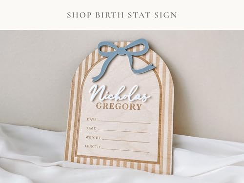 Personalized Baby Boy Name Wall Sign with Blue Bow