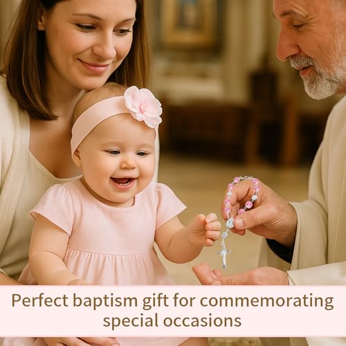 My First Rosary with Pink Ceramic Box Catholic Baptism Gift