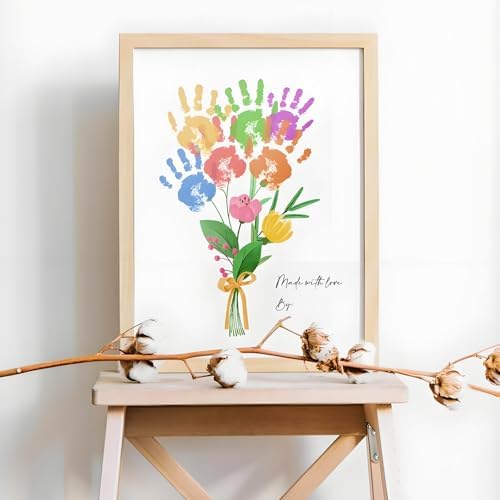 Poranlem Baby Handprint Floral Bouquet Wall Art Print
