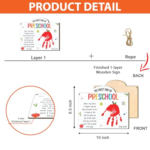 Custom First Day of Preschool Handprint Art Sign Board