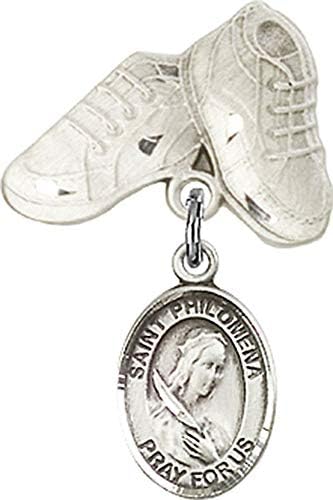 Baby Badge with St Philomena Charm and Baby Boots Pin - Made In USA