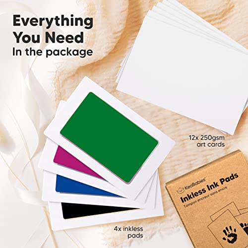 KeaBabies Inkless Hand Footprint Kit - 4-Pack Safe for Baby