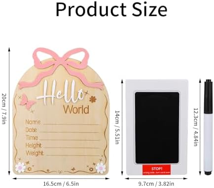 Gosknor Wooden Newborn Announcement Sign with Pink Bow