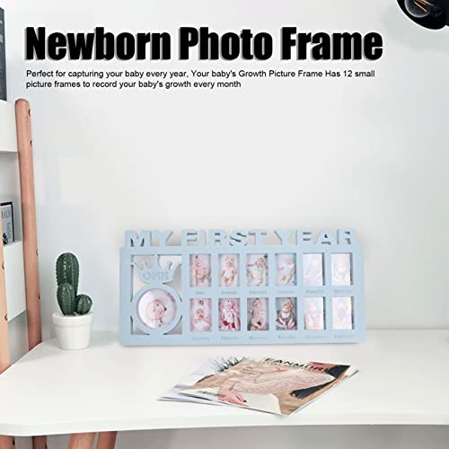 HYWHUYANG Baby Growth Picture Frame with 12 Slots Blue