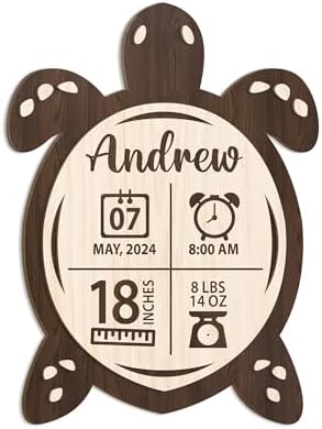 Mondily Baby Birth Announcement Sign with Sea Turtle Shape