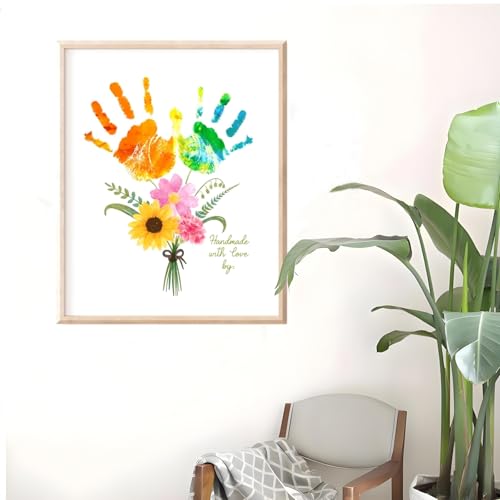 Poranlem Handprint Floral Bouquet DIY Wood Frame Art