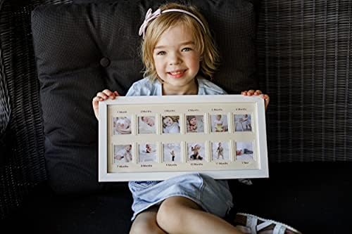 Wood Side Orbis First Year Baby Keepsake Frame with 12 Slots - Pink