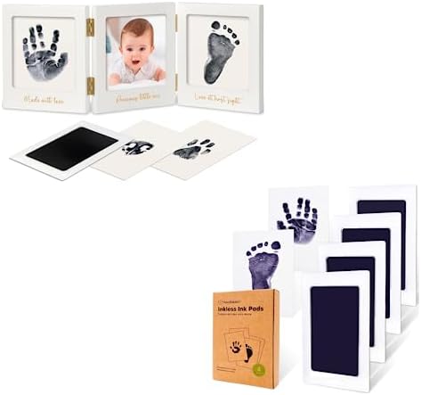 KeaBabies Inkless Hand Footprint Kit - 4-Pack Keepsake Frame for Newborns