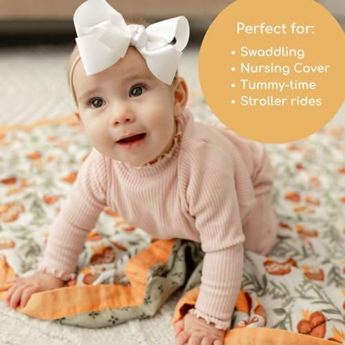 Holy Family Hearts Double Sided Muslin Blanket 47 X 47 Soft Swaddle for Baby
