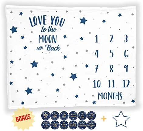 ELLO HOME BABY Monthly Milestone Blanket with 12 Stickers