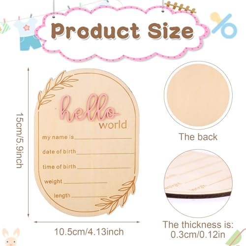 Gosknor Baby Announcement Sign Hello World Pink