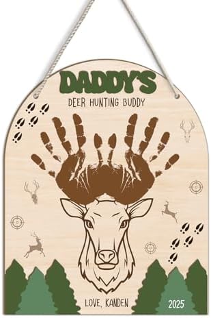 DIY Deer Hunting Buddy Handprint Wooden Sign for Fathers Day