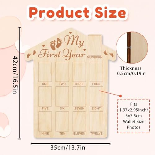 ORIGACH 12-Month Baby Growth Photo Frame - Footprint Design