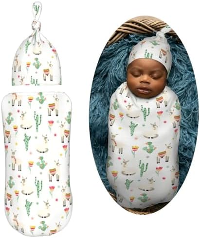 Muishi Sheep with Cactus Swaddle Blanket Hat Set
