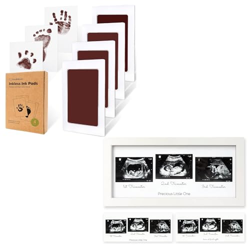 KeaBabies Inkless Handprint Kit Sonogram Frame - 4-Pack Safe Ink Pads for Baby Footprints