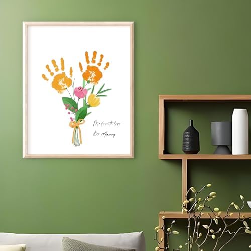 Poranlem Baby Handprint Floral Bouquet Wall Art Print