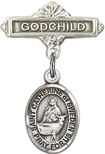 Religious Obsession Baby Badge with St Catherine of Sweden Charm