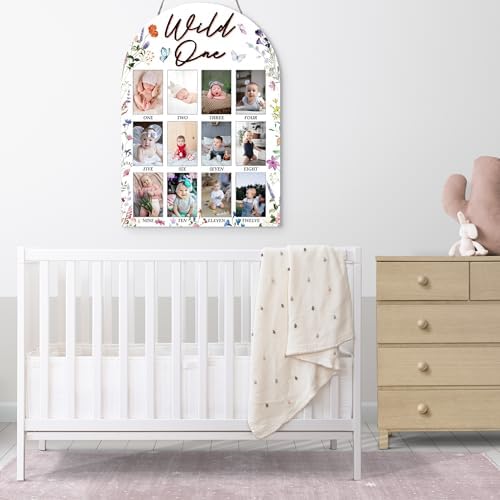 My First Year Photo Board 12 Months Wooden Frame
