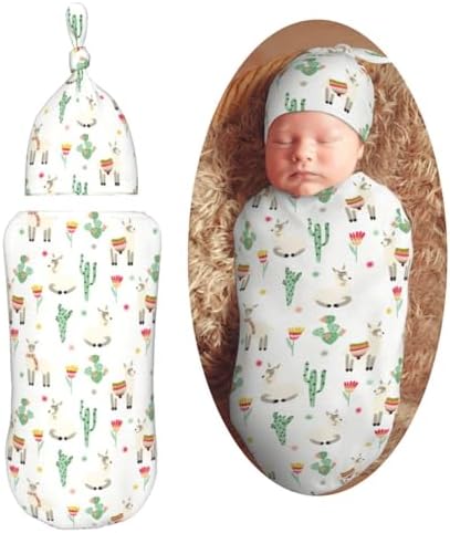 Muishi Sheep with Cactus Swaddle Blanket Hat Set
