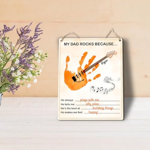 Custom Guitar Handprint Art Craft for Dad 1