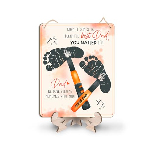 Custom Hammers Footprint Plaque for Dad - Handprint Art Craft Decor