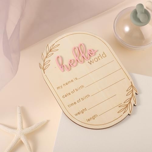 Gosknor Baby Announcement Sign Hello World Pink