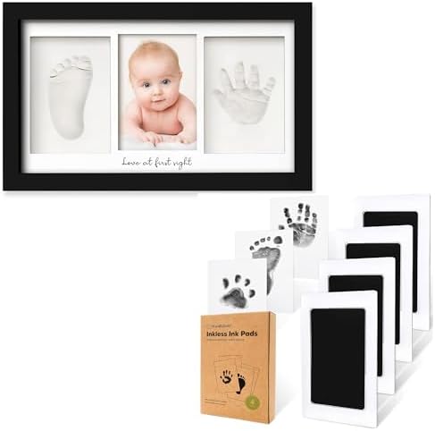 KeaBabies Baby Hand Footprint Kit - 4-Pack Inkless Keepsake Frame