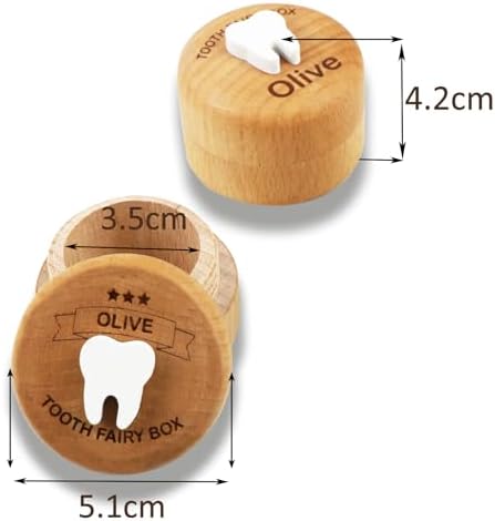Thootyriaf Wooden Tooth Fairy Box with Engraved Name 1