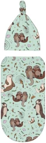 Osvbs Cute Sea Otters Swaddle Blanket Beanie Hat Set