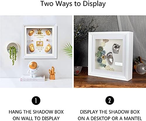WANLIAN 10x10 Shadow Box Frame with European Border White 2-inch Depth