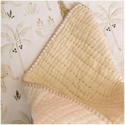Crane Baby Quilted Cotton Blanket 36x36 Light Yellow