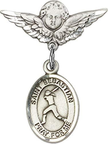Religious Obsession Baby Badge with St Sebastian and Angel Charm